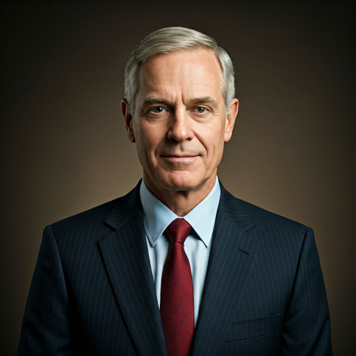 Portrait of a senior male partner in a classic dark suit